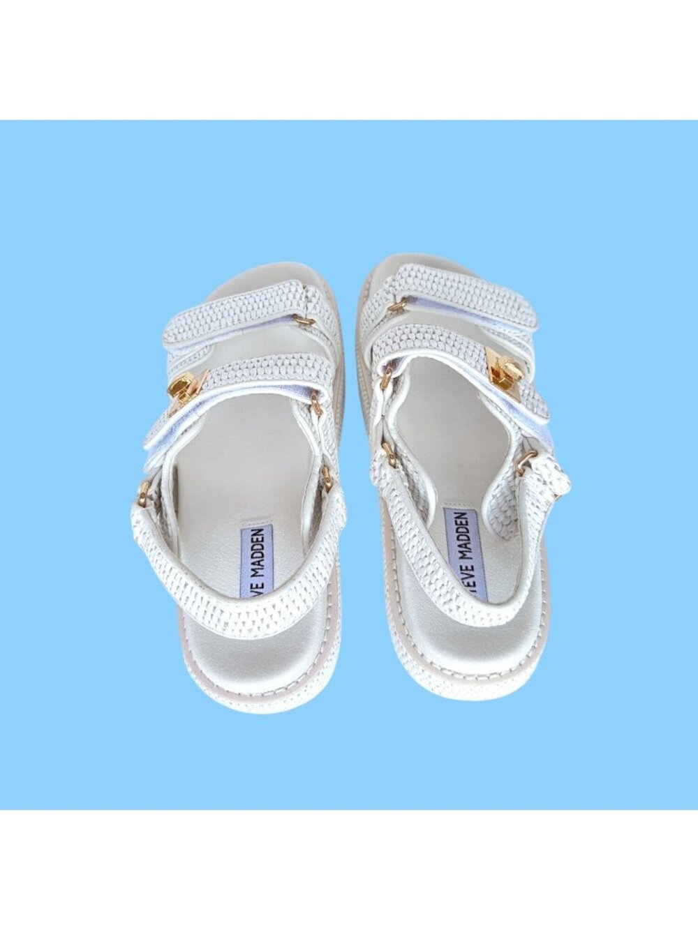 Steve Madden Bigmona Platform Sandals White Raffia Women Size 8.5 - Picture 13 of 15